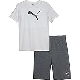 PUMA boys 2 Piece Set, Short Sleeve Crewneck T-shirt & Matching Short