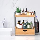LEMIKKLE 2-Tier Wood Vanity Organizer with Drawer, Cosmetic & Bath Storage view 7