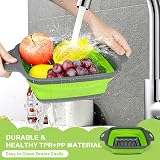 AUAUY Collapsible Colander Set 2Pcs Square Silicone with Handles Gray Green view 5