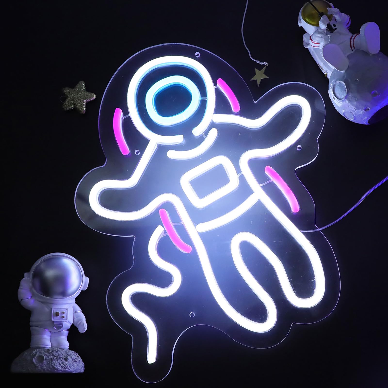 WIOSOUL Astronaut Neon Sign Game Neon Light Signs for Wall Decor Led Neon Signs Hook USB Powered for Children Bedroom Living Game Room