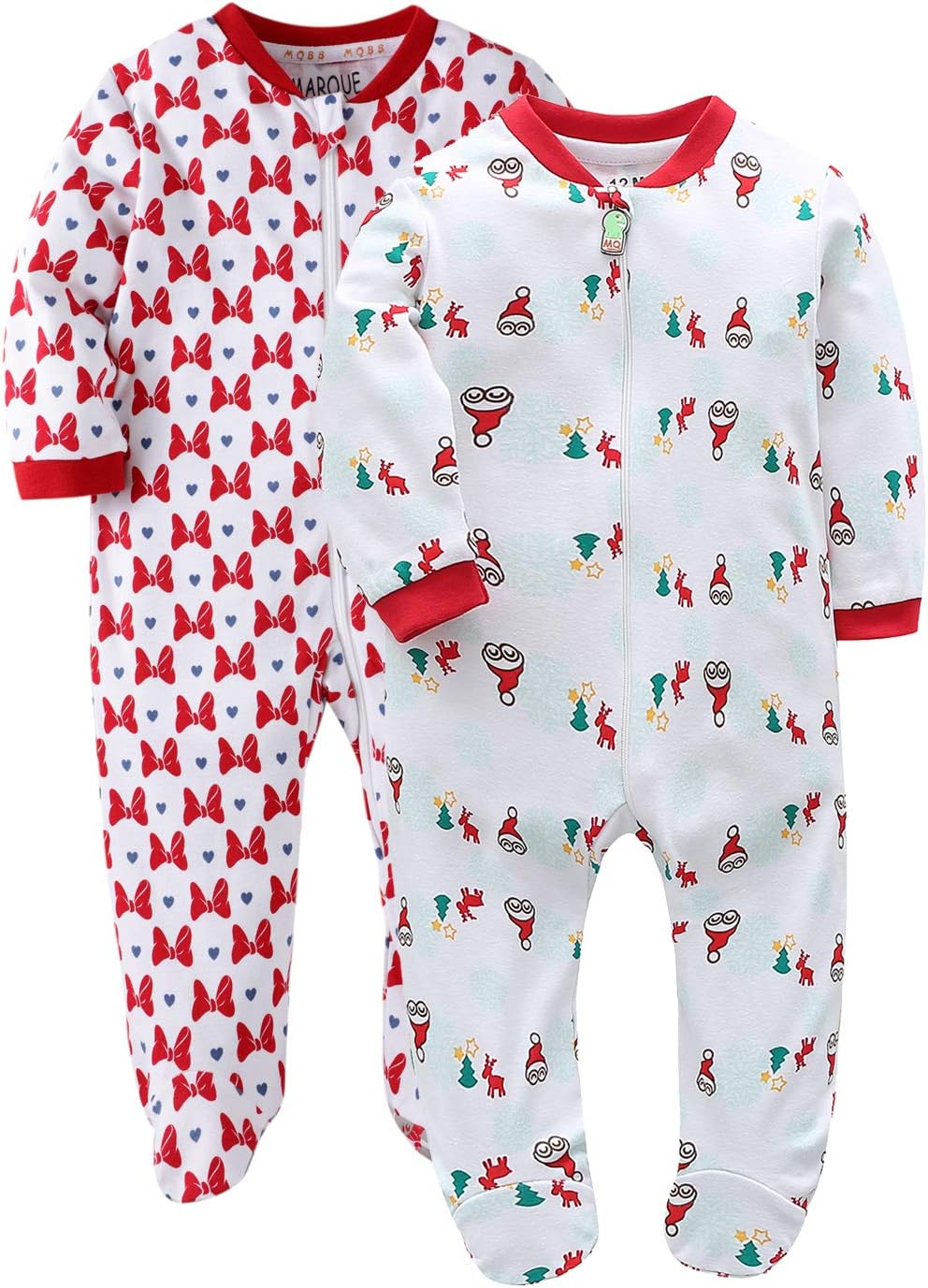 Baby Boys Girls Footed Pajama - Zip Front 100% Cotton Baby Sleeper Sleepwear