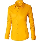 CUNLIN Womens Cotton Button Down Shirts for Women Fitted Long Sleeve Formal Dress Shirt Work Blouses Tops