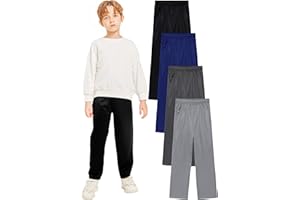 Resinta 4 Pack Boys Athletic Sweatpants Fleece Jogger Sweatpants with Pockets Drawstring Active Sweatpants