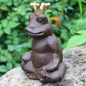 LIUSHI Statue Frog, Garden Sculptures, Garden Statues Frogs Sitting on Stone Sculptures Outdoor Decor Fairy Garden Ornaments,A