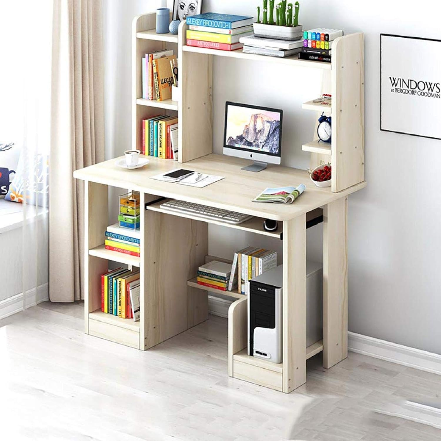 Zairmb Computer Desk Wood Table Computer Modern Desk Easy to Assemble Computer Desk Laptop Stand