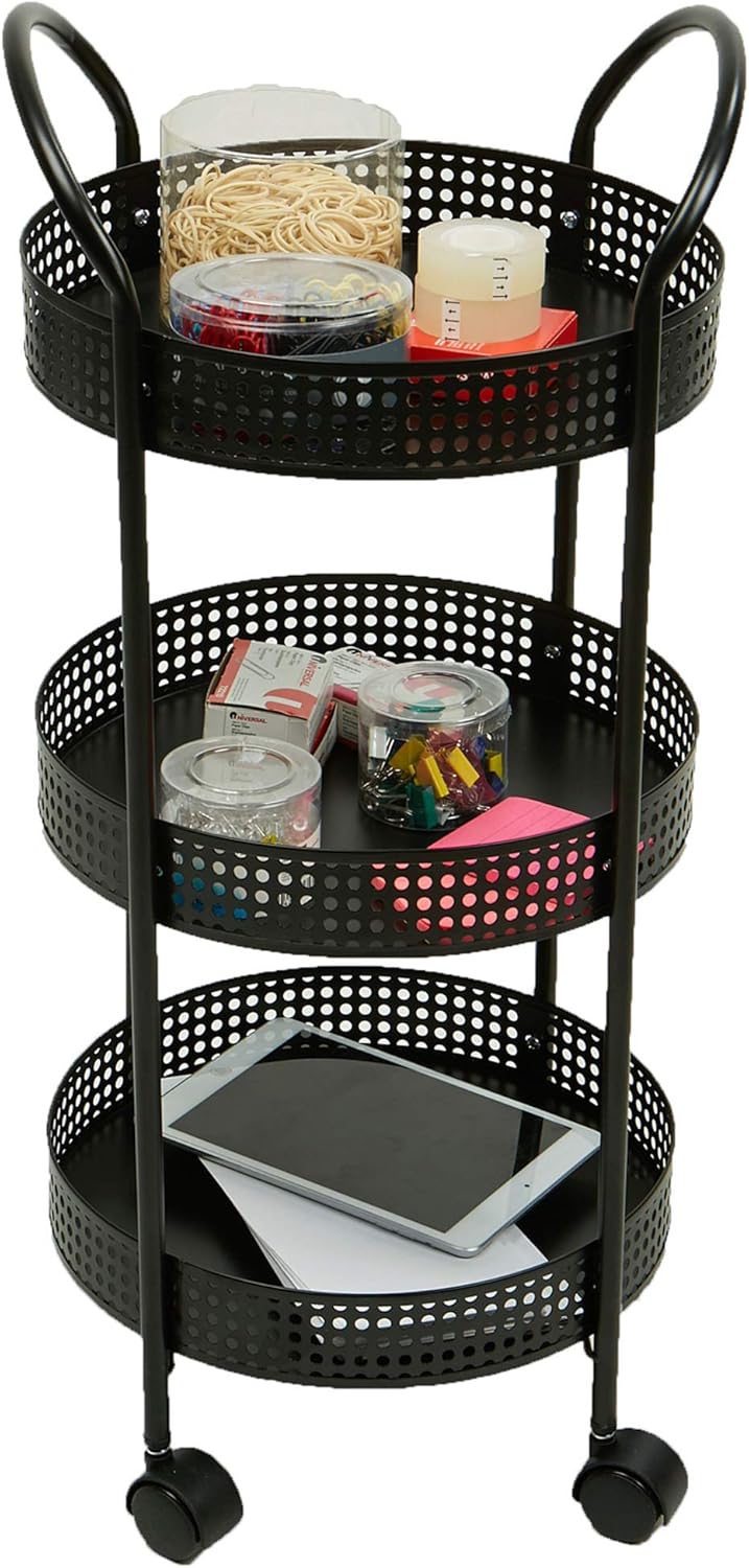 outdoor tea carts with wheels on Mind Reader 3 Tier Metal All Purpose Utility Cart With Wheels Black Kitchen Dining Amazon Com