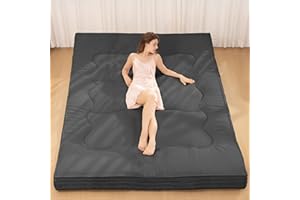 NLDD Japanese Floor Mattress, 4" Thicken Futon Mattress Full Size Sleeping Pad, Corduroy Foldable Floor Pad, Roll Up Tatami Mat for Adults Guest Room Bedroom, Grey