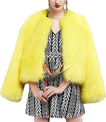 yellow faux fur jacket