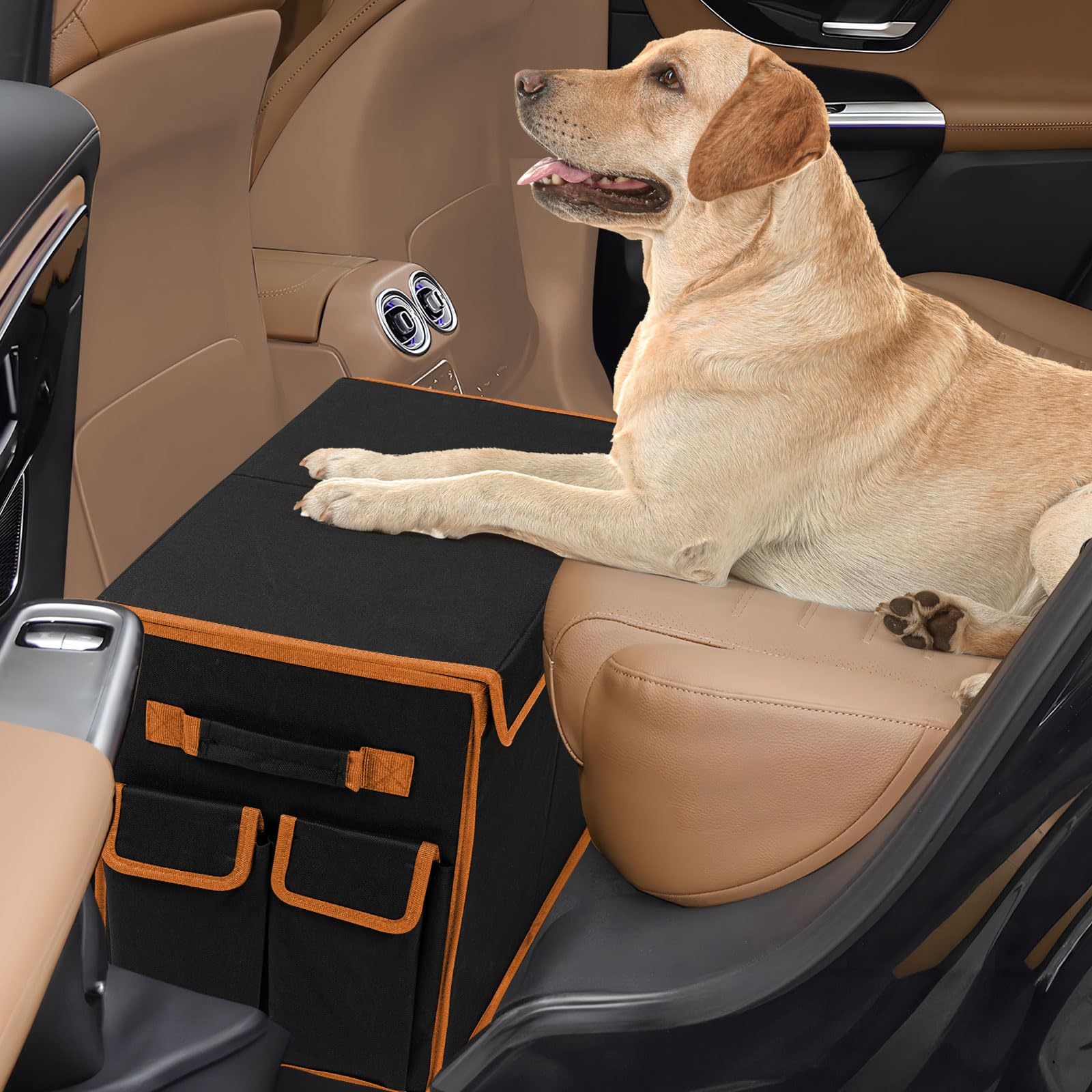 Photo 1 of Back Seat Extender for Dogs up to 200lbs, Backseat Extender with Storage Pockets, Collapsible Dog Car Front Seat Extender for Travel