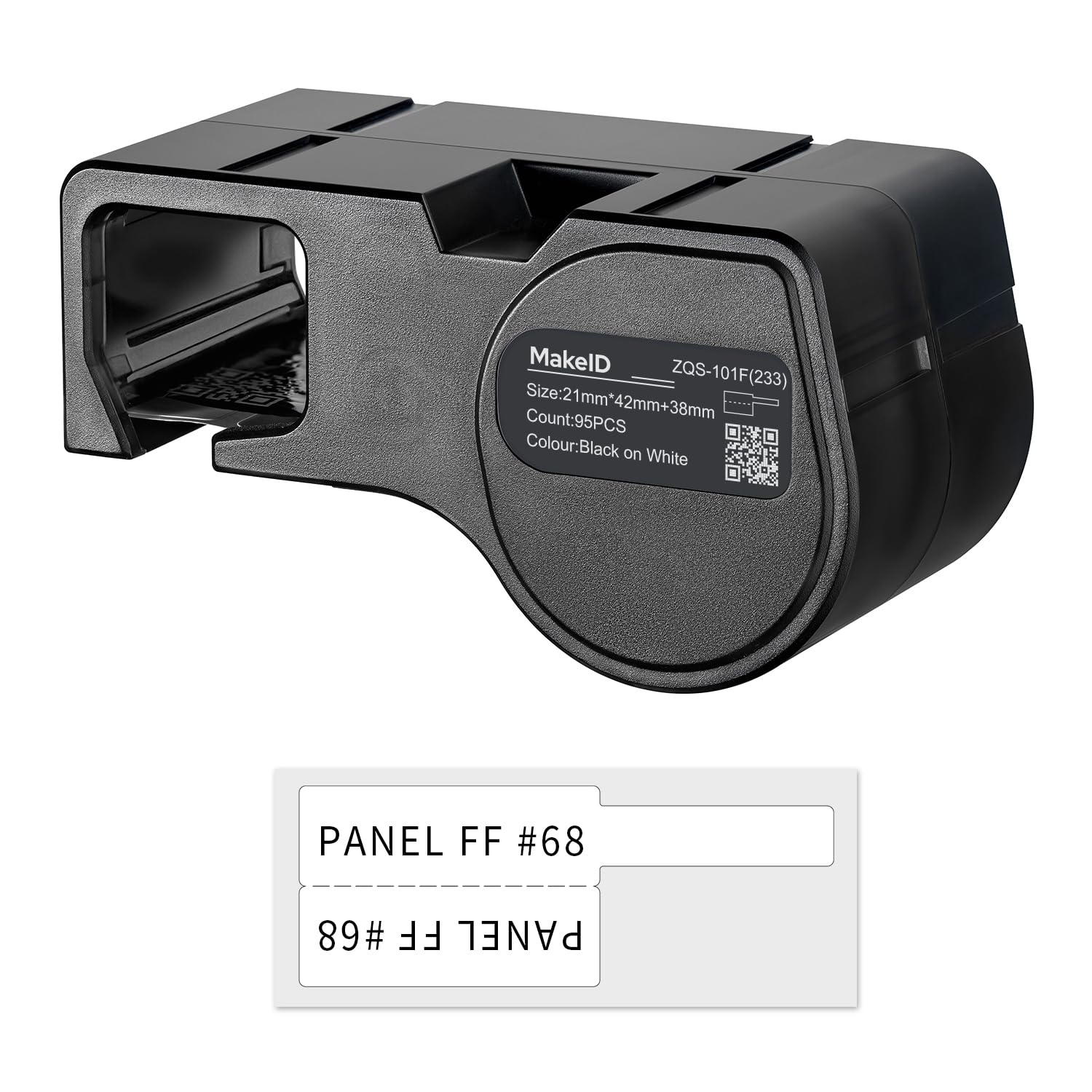 Photo 1 of MakeID D50 T-Flag/P-Flag PET Label Cartridge for Indoor/Outdoor Wire and Cable Labeling, Black on White - for D50 Label Printer