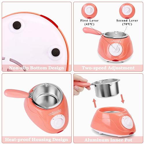 Mini Electric Chocolate Melting Pot - 8.45oz Fondue Set For Chocolate, Cheese & Candy Making (Pink)