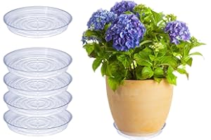 CURTIS WAGNER PLASTICS CORP. Curtis Wagner Plastics Drip Pan Plant Saucers (5-Pack) - Clear, Round (Diameter: 9" Base, 10" Top, 1.25" Depth) Thin Plastic Planter to be Used as Indoor Pot & for Outdoor Plant Pots