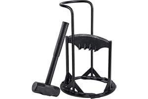 Optimech Kindling Splitter 10 x14.5in, Solid Cast Steel Log Splitter for Wood 9LB Heavy Duty with Half Ring - Manual Firewood Cracker Splitting Tool for Outdoor Camping (L)