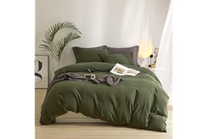 MKXI Army Green California King Duvet Cover Prewashed Microfiber Simple Bedding Olive Green Comforter Cover with Zipper and Ties Easy Care Solid Color Bed Cover 104x98