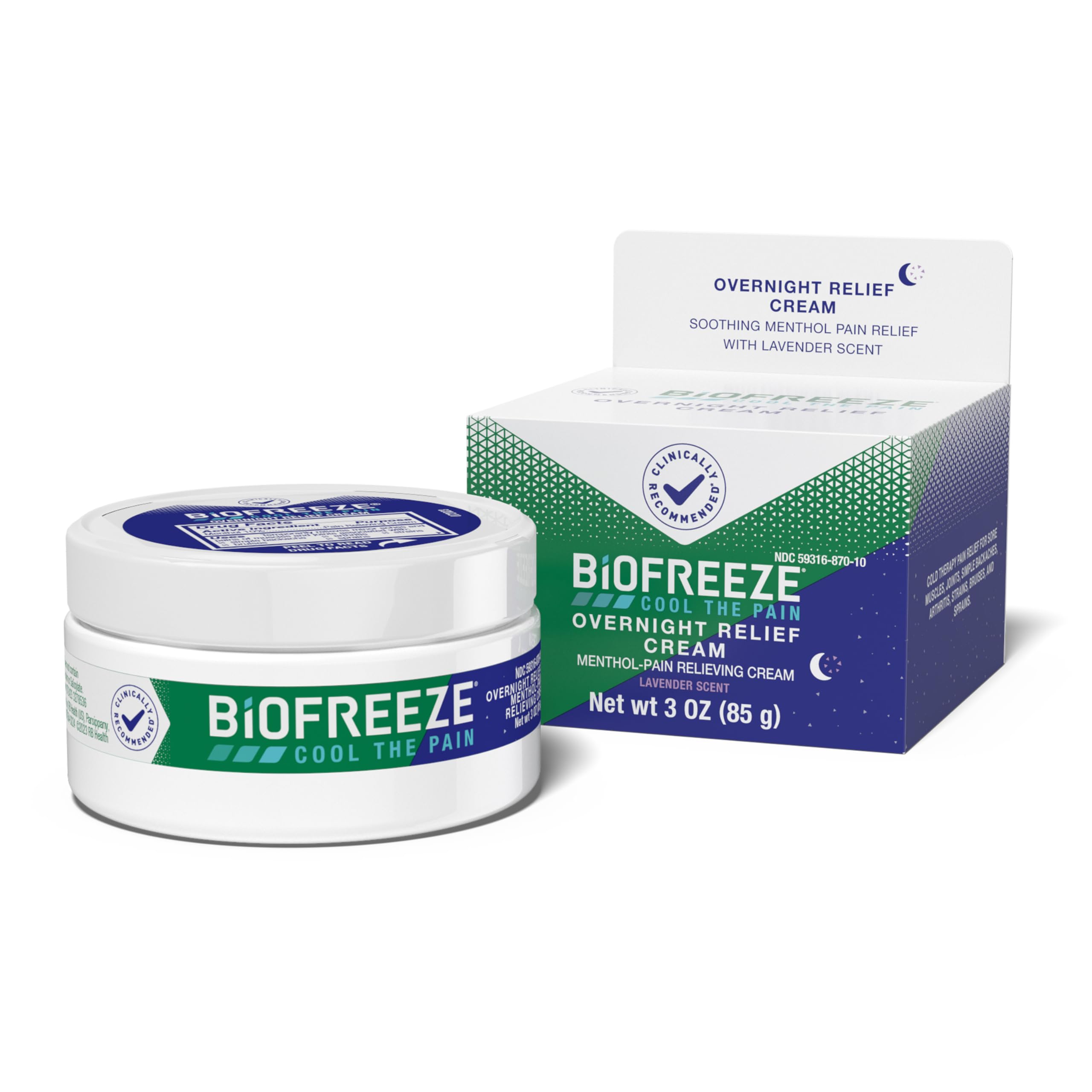 Biofreeze Cream, Menthol Overnight Muscle Pain Relief Cream for Lower Back Pain Relief, Shoulder Pain & Neck Pain Relief, Knee Pain Relief, Arthritis Pain Reliever, FSA HSA Eligible, 3 oz Jar