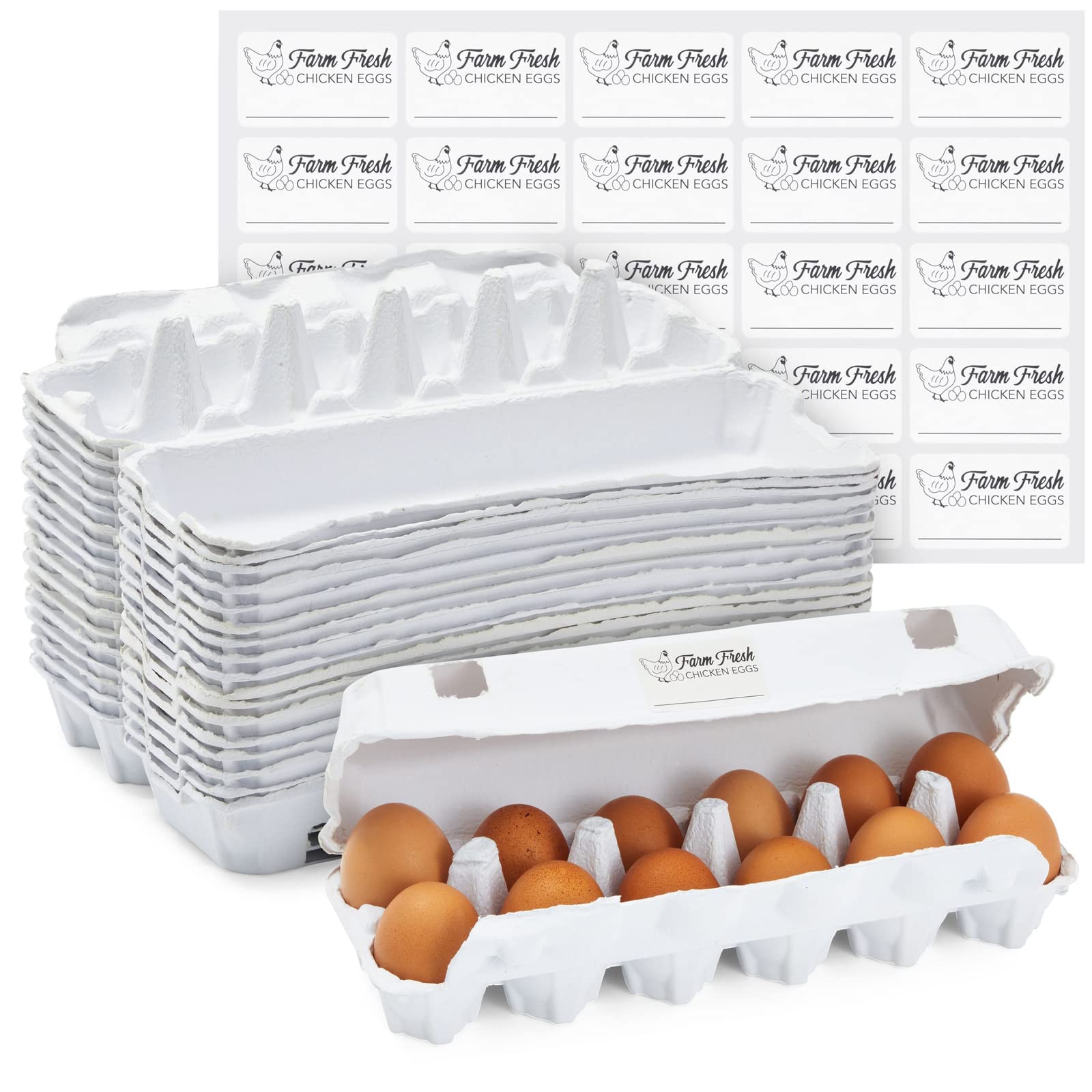 Juvale Paper 12-Count Egg Cartons with Labels (18 Pack)