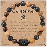 crataly Zodiac Bracelet Gemstone beads bracelet for women Constellation Horoscope Chakra Relief Stress Stretch Bracelet Jewelry Gift