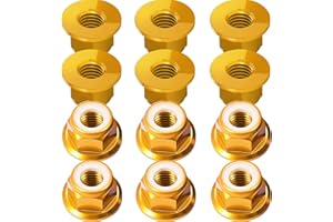 FRAIZOE RC 12Pcs M4 Flange Nuts Aluminum, M4-0.7mm Hex Flange Nylon Insert Lock Nuts for 1/10 Scale RC Car Traxxas Slash 4x4 2WD Stampede VXL Rustler VXL HPI Redcat Axial Racing Truck Buggy Crawler Wheels Gold