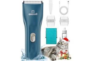 oneisall Pet Clipper for Cat Matted Hair, Pet Shaver for Cats Quiet Pet Clippers Waterproof Cordless Cat Clippers for Matted Hair Long Hair with Storage Bag (Green)