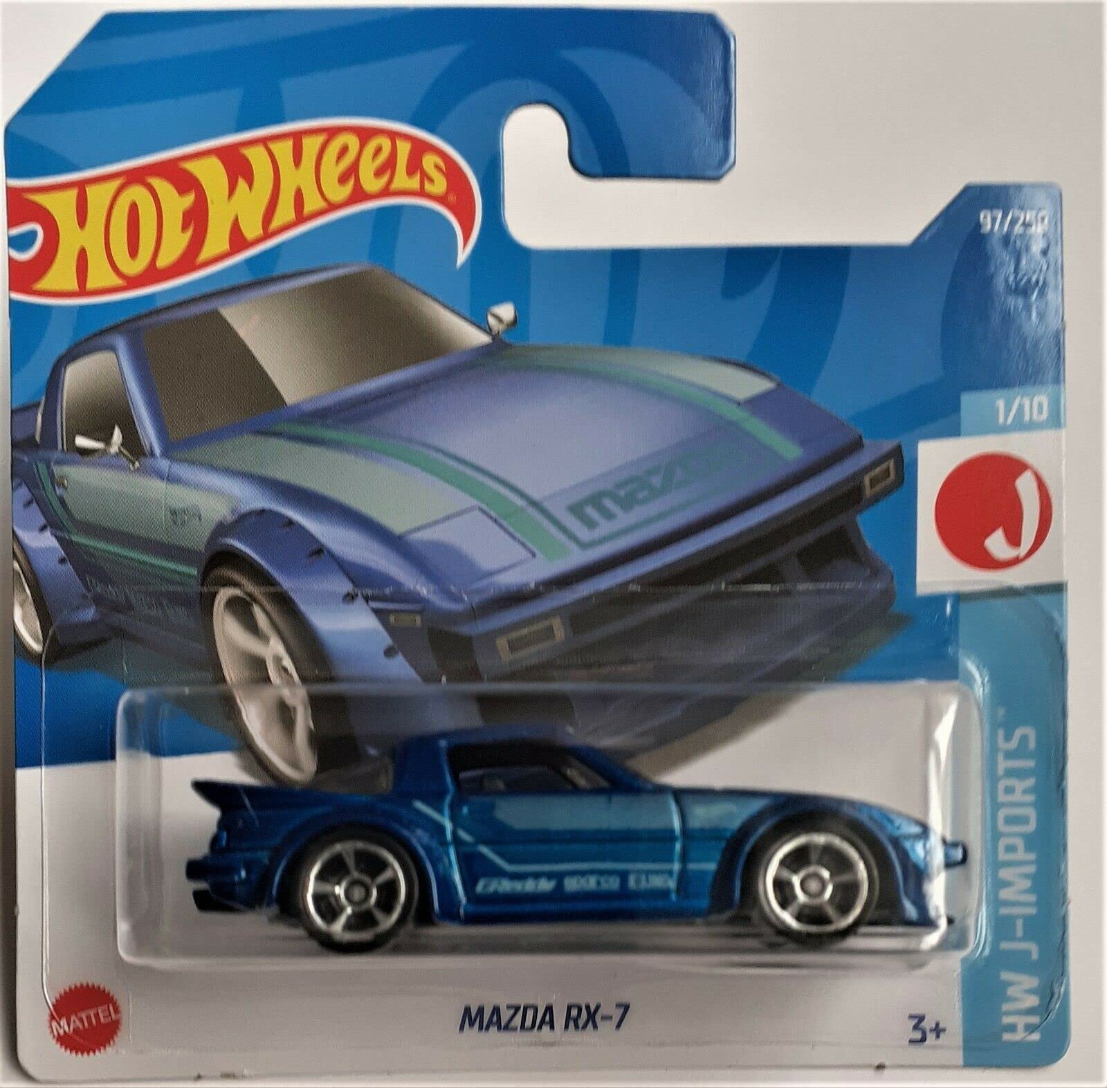 Hot Wheels 2022 Mazda RX-7 Blue 97/250 (Short Card) HCV76
