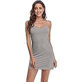 ACIEMR Women's Full Slip Lingerie Under Dress Spaghetti Adjustable Strap V Neck Camisole Slips Dress Undergarment Nightwear