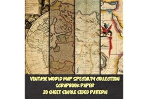 Vintage World Map Specialty collection scrapbook paper 20 sheet single sided pattern: Travel Map for Papercrafts & scrapbooking - Decorative ... collage art - Antique Old Ornate Pad Designs
