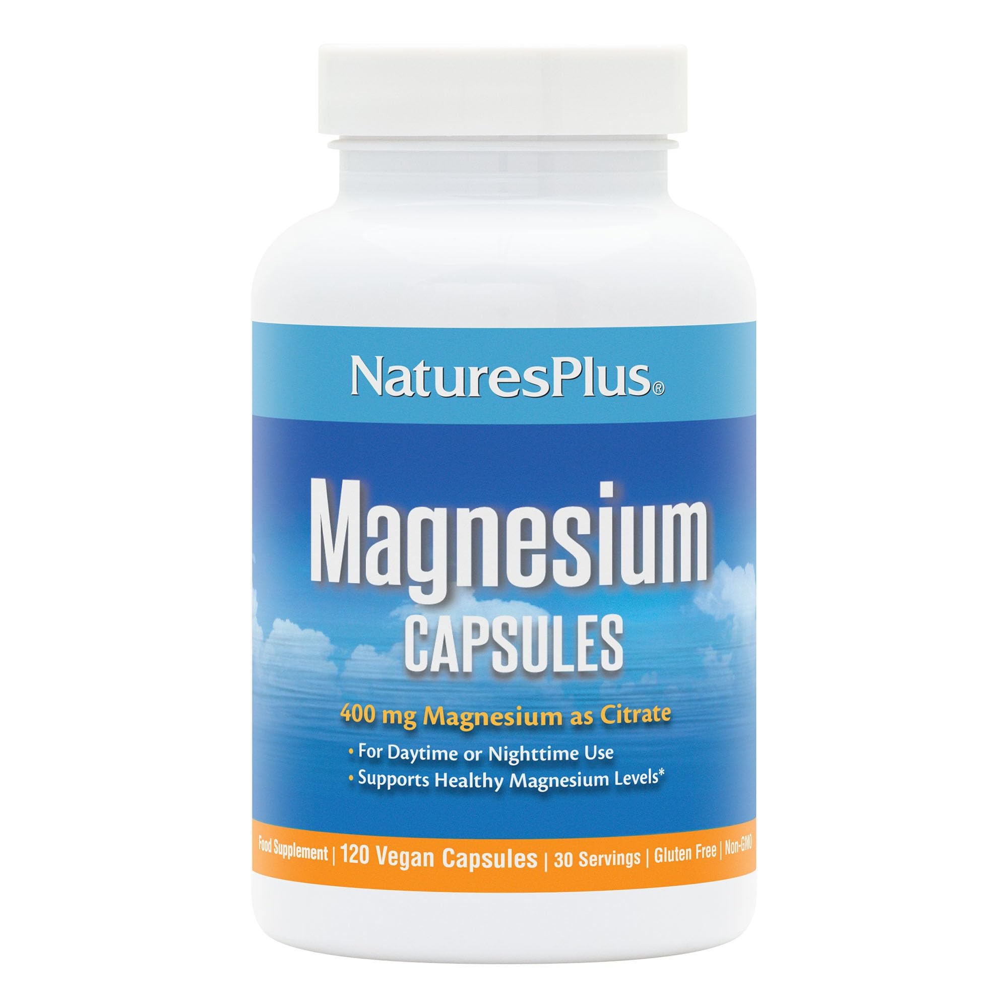 NaturesPlus Magnesium Supplement - 400mg Active Magnesium Citrate Supplement - Energy and Stress Relief for Mind and Body - Vegan, Gluten Free - 120 Capsules