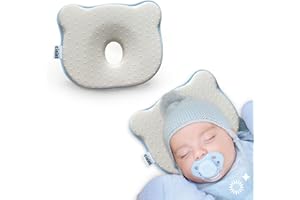 CIRIRE Memory Foam Baby Pillow, Soft Cozy Toddler Pillow Machine-Washable, Head and Neck Support Breathable Anti-Slip Design for Infants for Small Boys and Girls Prevent Flat Head Tummy (Beige)