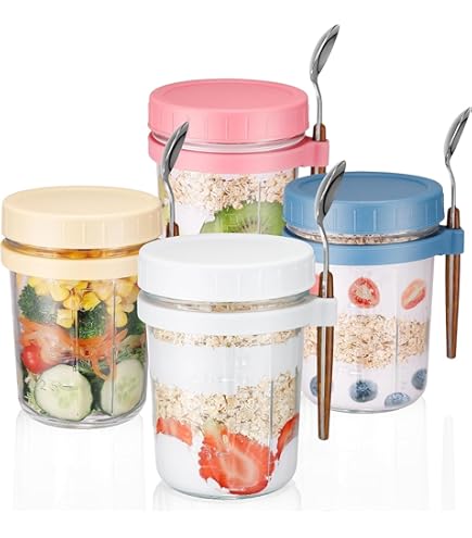 Lot De 4 Bocaux À Avoine Réutilisables Avec Couvercle Et