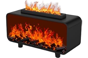 Hianjoo Aroma Diffuser 200 ml, Essential Oil Diffuser with Flame Effect 7 Colors Ultrasonic Aromatherapy Humidifier Auto-Off 