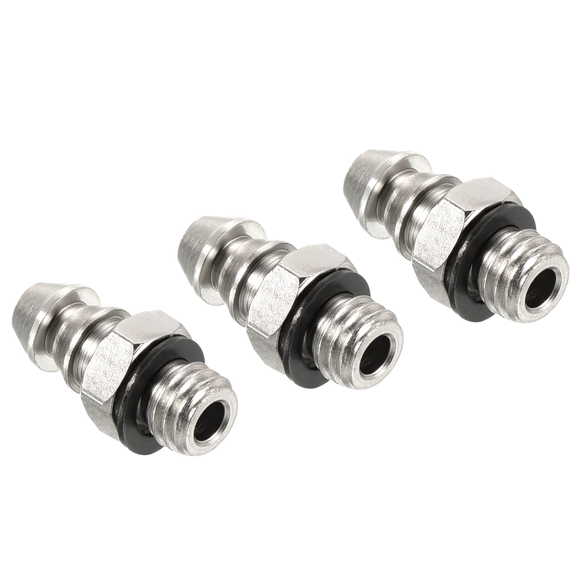 PATIKIL Hose Barb Fitting Straight 5mm Barbed M5x0.8 Male Thread, 3 Pack Electroplated Copper Mini Pipe Connector, Silver