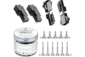 CQRobot JST SM 2.5 mm Pitch 3-Pin Electronic Connector IC Male Plugs, Female Sockets Housing and Male/Female T-Shaped Crimp Terminal Kit. 50 Sets/400 Pieces Wire-Wire Adapter Cable Assembly.