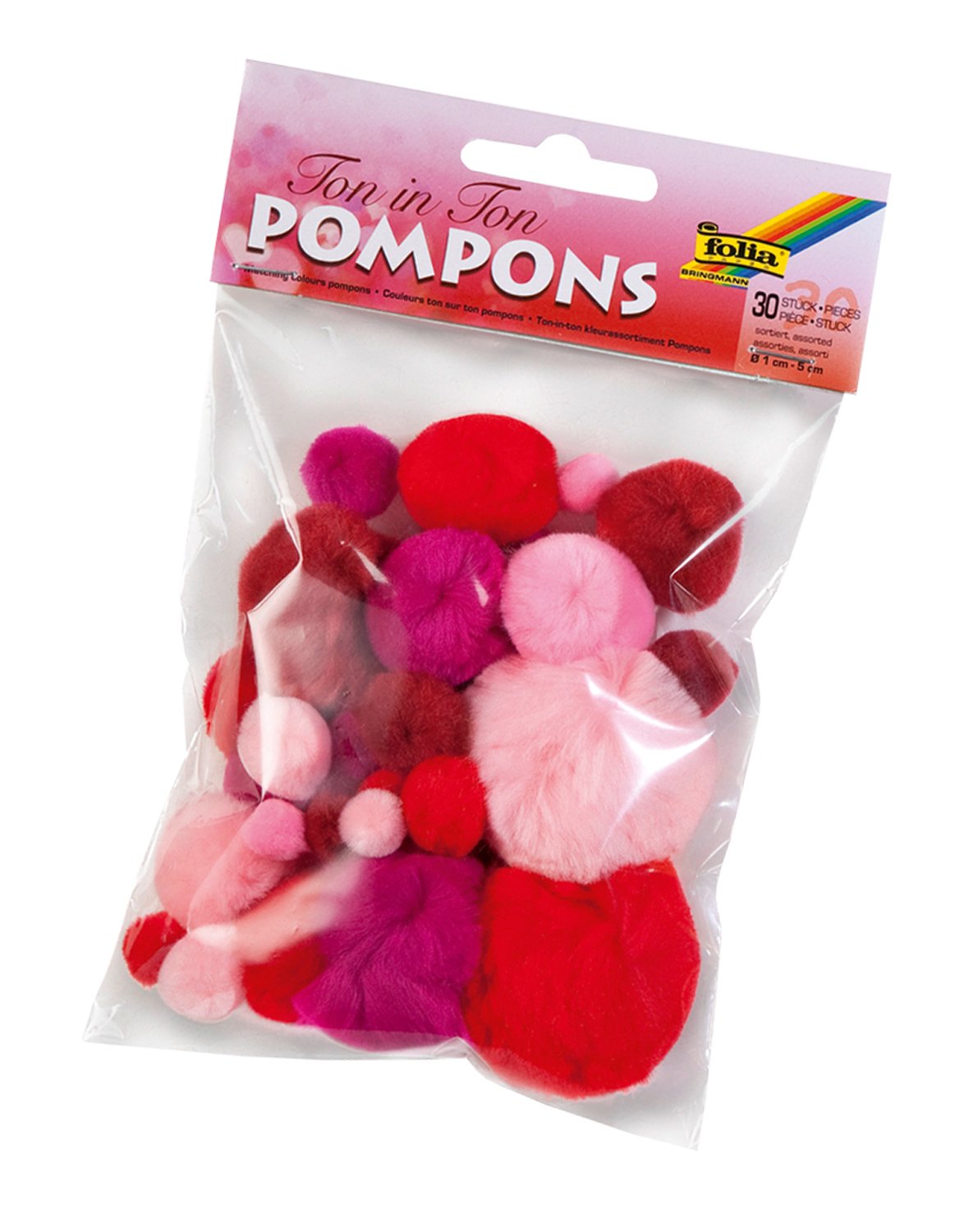 folia 50393 Pom Poms Pack of 30 Assorted Tonal Blue in Various Sizes