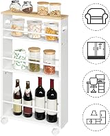 HOOBRO Slim Storage Trolley 4-Tier Narrow Kitchen Cart on Wheels view 9