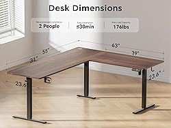 WALKINGDESK 63X55 Inches Reversible L Shaped