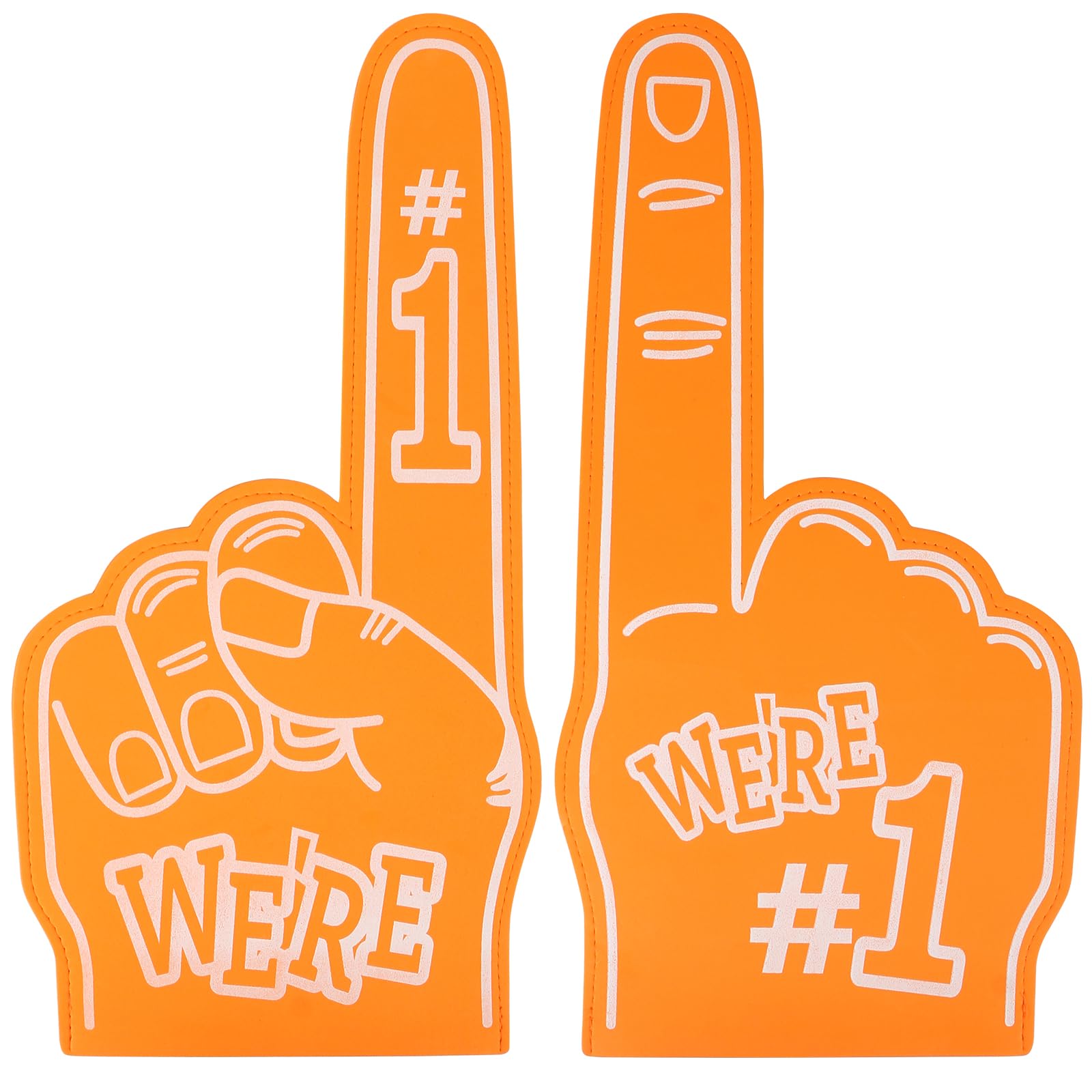 LALASTYLE 2 Giant Foam Fingers - Gladiator & Number 1 Fan Foam Hand Gloves for Sports Events & Parties (Orange)