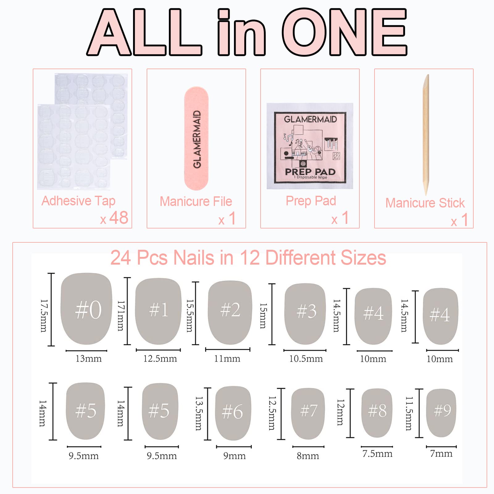 GLAMERMAID Extra Short Press on Nails, Pure Black Fake Nails Short Squoval, Natural Round Square Glue on Nails Glossy Gel, Acrylic Dark False Nail Kits for Women, Reusable Stick on Full Cover Nails - Image 7