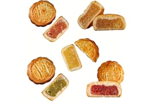 HELENOU666 Mooncake Chinese Mid-Autumn Festival Traditional Mini-Mooncake 9-Flavor Mixed Fruit Moon Cake 20pcs