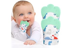 VICLOON 2Pack Silicone Teething Mitt, Soothing Infant Teething Mitten Pain Relief, Prevent Scratches Glove, Safe Silicone Teething Toys for 0-12 Months