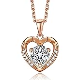 MomentWish Heart Necklace for Women Moissanite, Simulated Diamond, 925 Sterling Silver