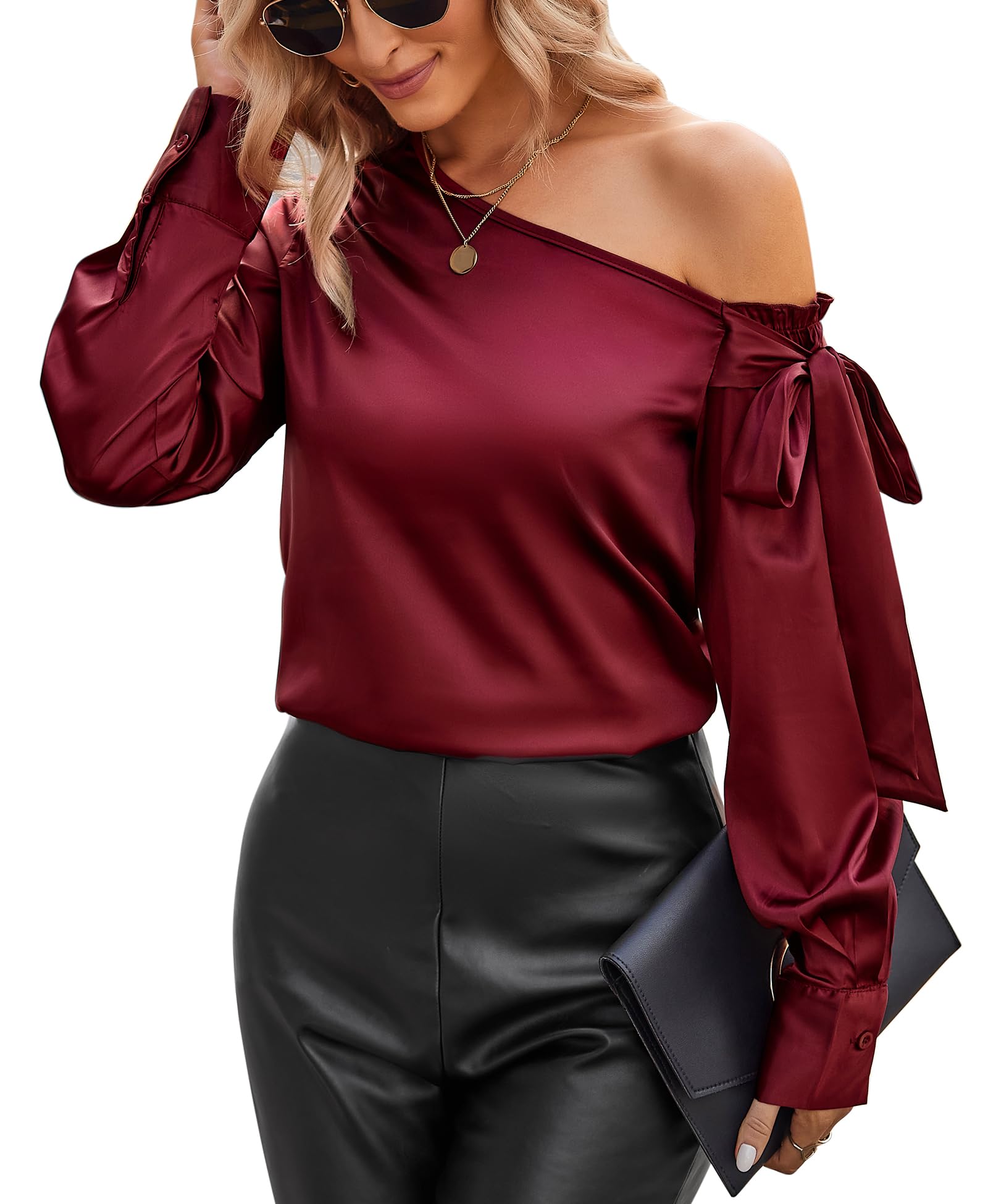 VIDUSSA Women's Satin Shirt (Long Sleeve)