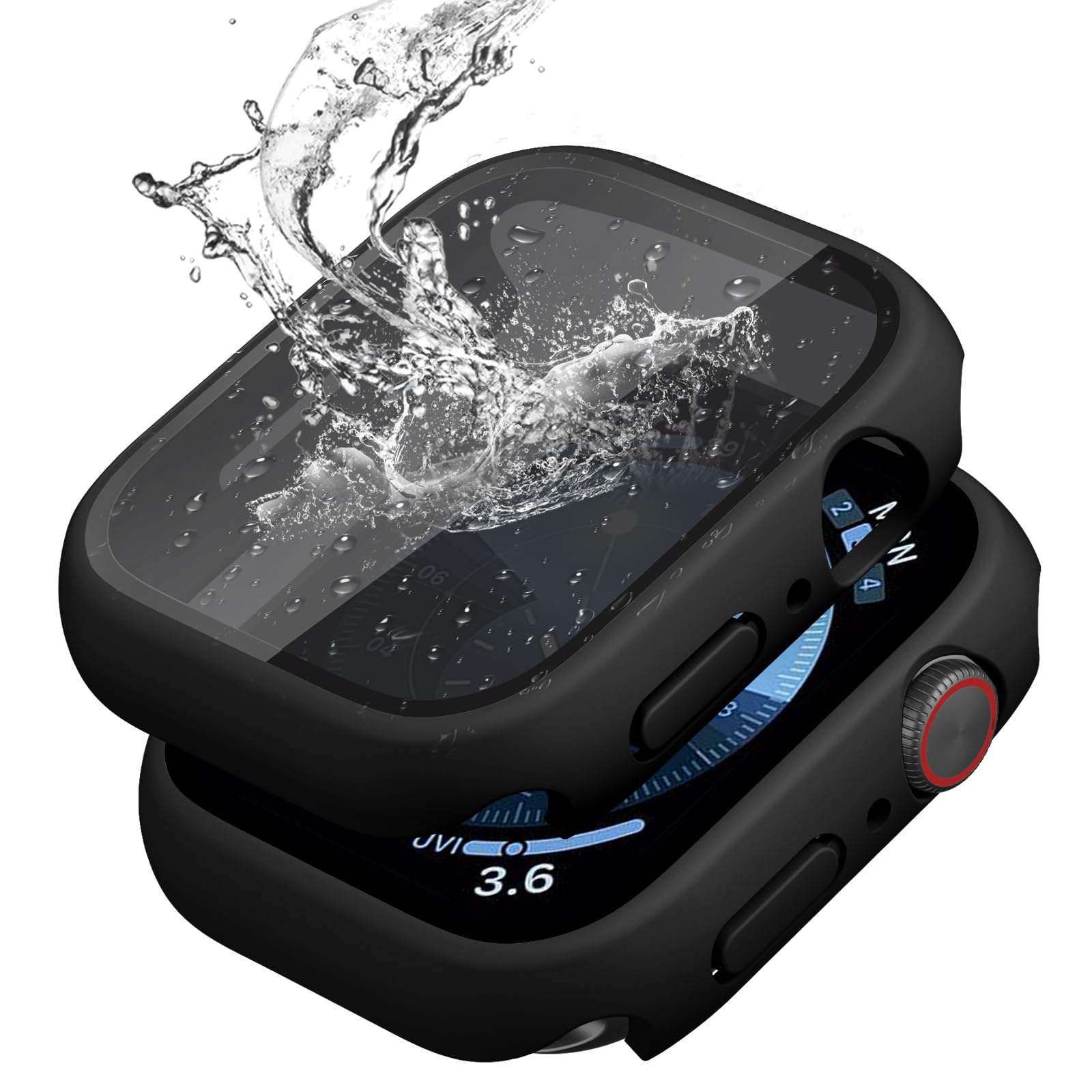 Photo 1 of Wepro [2 Pack Waterproof Privacy Hard PC Case with Tempered Glass for Apple Watch Series 9 Series 8 Series 7 45mm, Ultra-Thin Bumper Anti-shock Screen Protector for iWatch Cover Accessories, Black