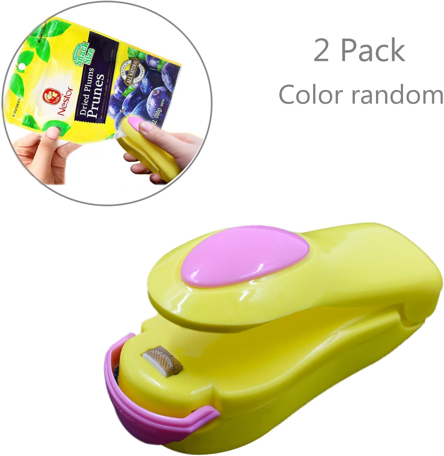 LiXiongBao 2 Pack Mini Portable Handheld Heat Vacuum Sealer Bag Sealer Mini Sealing Machine Hand Pressure Heat Sealing Machine Handheld Plastic Bag Sealer Mini Food Sealer for Plastic Bags Food Saver Storage (Random Color)