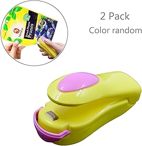 LiXiongBao 2 Pack Mini Portable Handheld Heat Vacuum Sealer Bag Sealer Mini Sealing Machine Hand Pressure Heat Sealing Machine Handheld Plastic Bag Sealer Mini Food Sealer for Plastic Bags Food Saver Storage (Random Color)