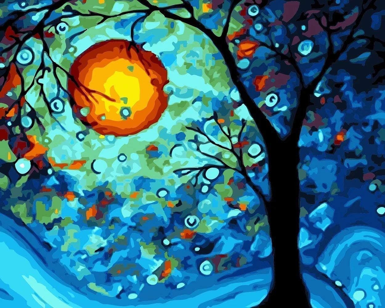 Komking Paint by Numbers for Adults, Paint by Number Kit on Canvas Number Painting 16x20inch, Dream Tree