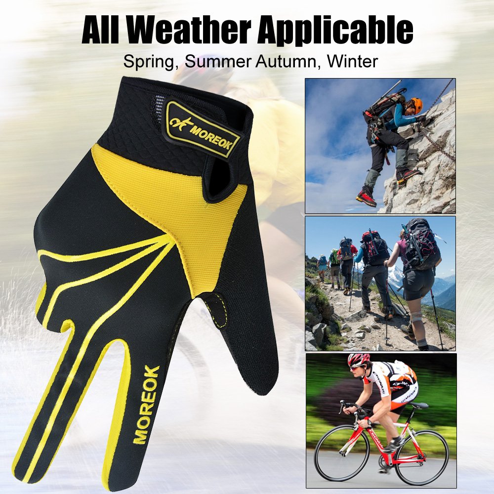 MOACC Cycling Gloves Shock-absorbing Gel pad Breathable Anti-slip Wearable Abrasion Full Finger Moutain Bike Road Racing Bicycle (L)