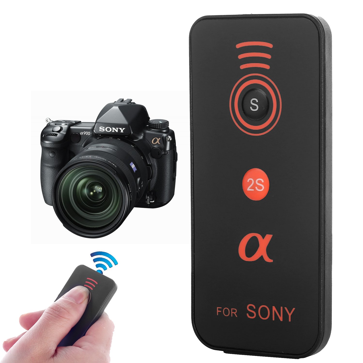 Kamisafe IR Wireless Remote Control for Sony Alpha Camera A7R III A9 A7R II A7 II A7 A7R A7S A6500 A6300 A6000 A55 A65 A77 A99 A900 A700 A580 A560 A550 A500 A450 A390 A380, NEX-7 NEX-6 NEX-5T NEX-5R
