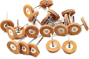 Chiloskit 1/8 Shank Cowhide Leather Abrasive Wheels Buffing Polishing Discs Wheel Polishing Compatible with Most Rotary Accessories Rotary Tool Jewelry Tool (Cowhide Leather（20PCS）)