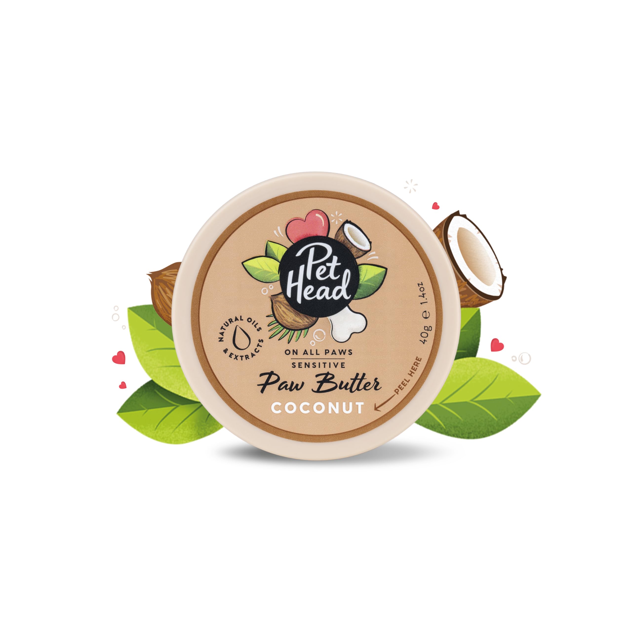 Pet Head On All Paws Coconut Paw Butter | Soothes & Nourishes for Soft Crack-free Paws and Noses | Paw Moisturiser Balm | Professional Grooming | Vegan | Lick-Safe | Gentle Formula for Puppies | 40g