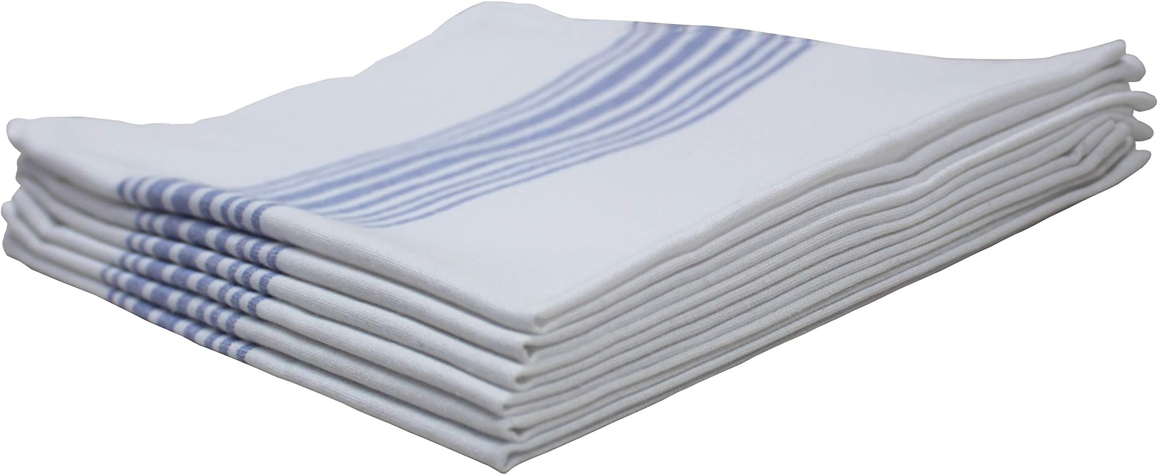 AIRWILL Cotton Kitchen Towel - dish Wiping Cloths (50 x 70 cm, Large , White, Blue) - Pack of 4.